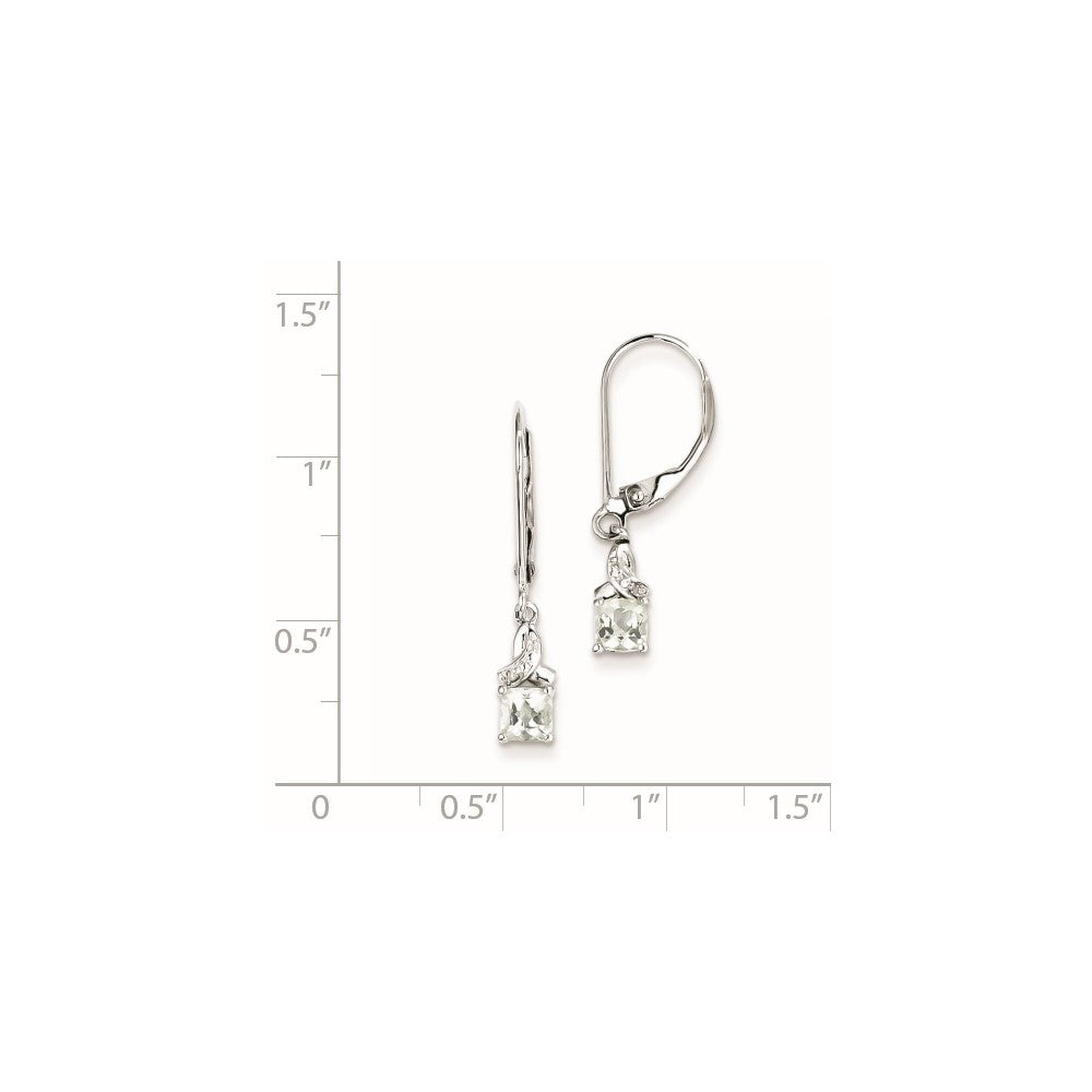 Sterling Silver Green Quartz Diamond Earrings