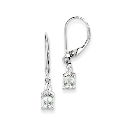 Sterling Silver Green Quartz Diamond Earrings