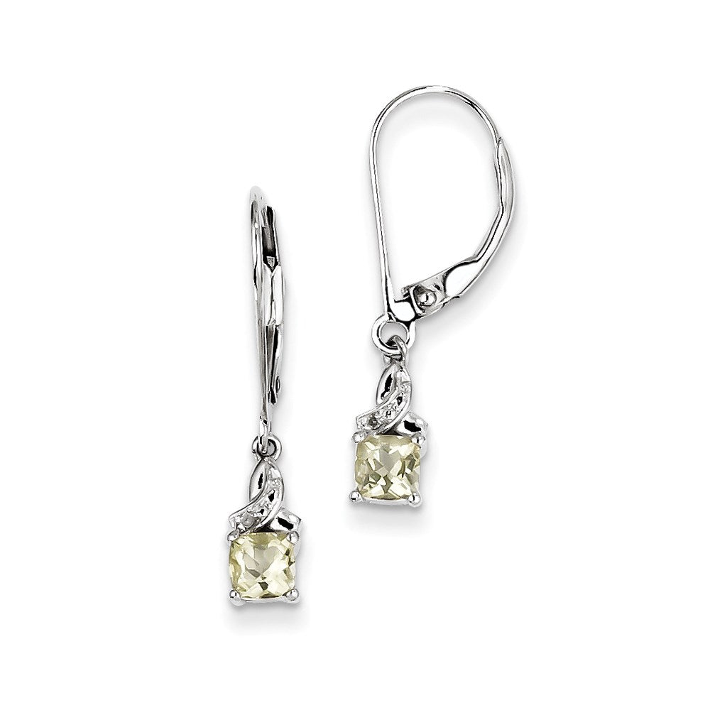Sterling Silver Lemon Quartz Diamond Earrings