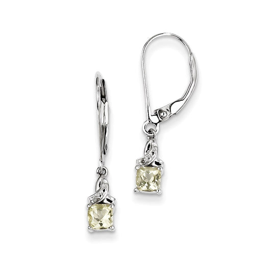Sterling Silver Lemon Quartz Diamond Earrings
