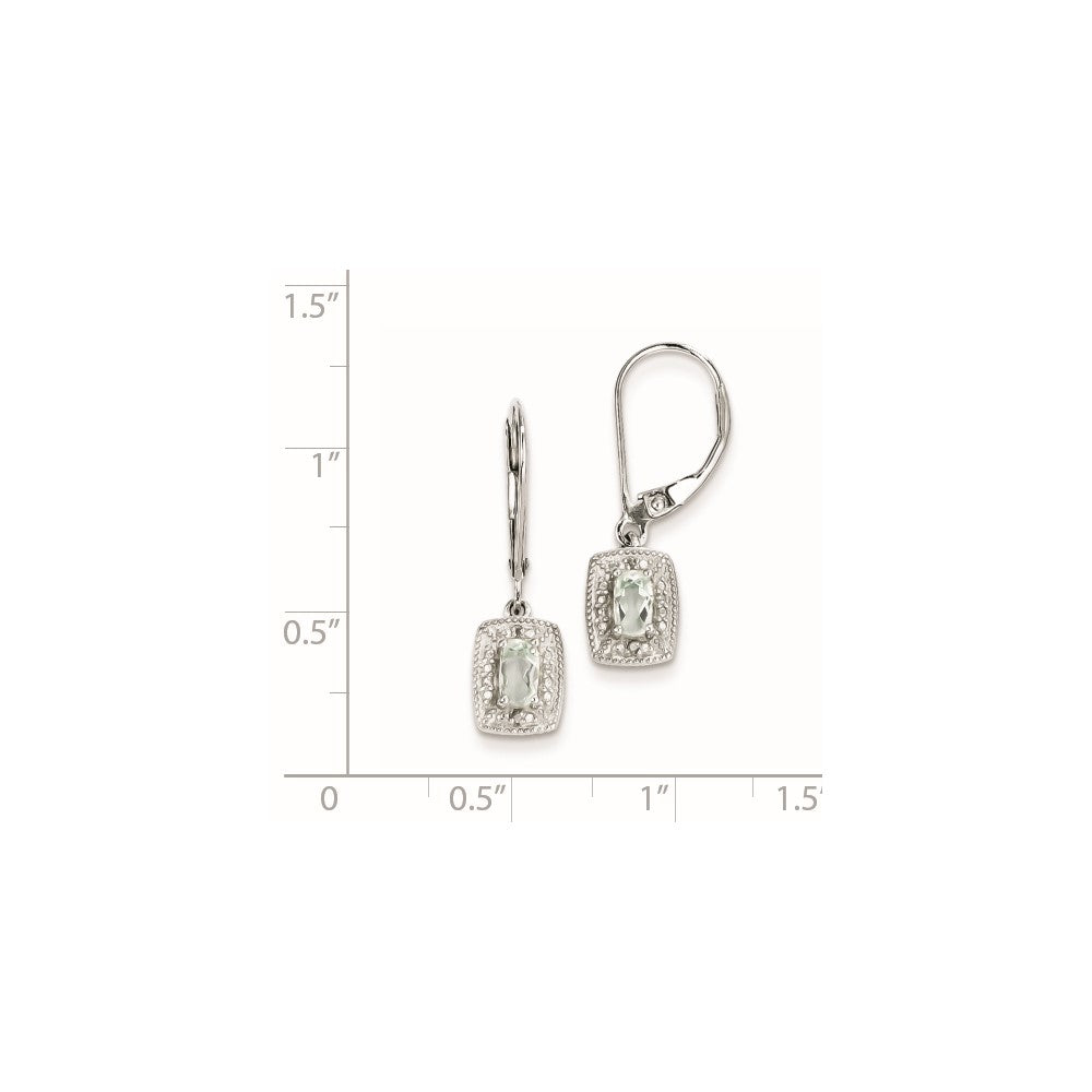 Sterling Silver Green Quartz Diamond Earrings