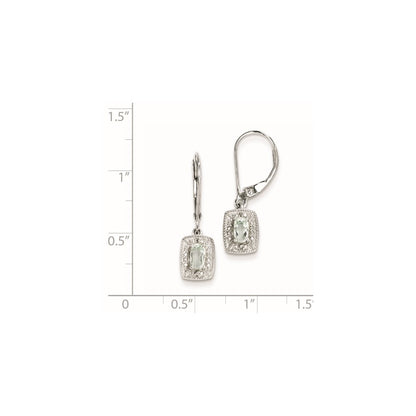 Sterling Silver Green Quartz Diamond Earrings