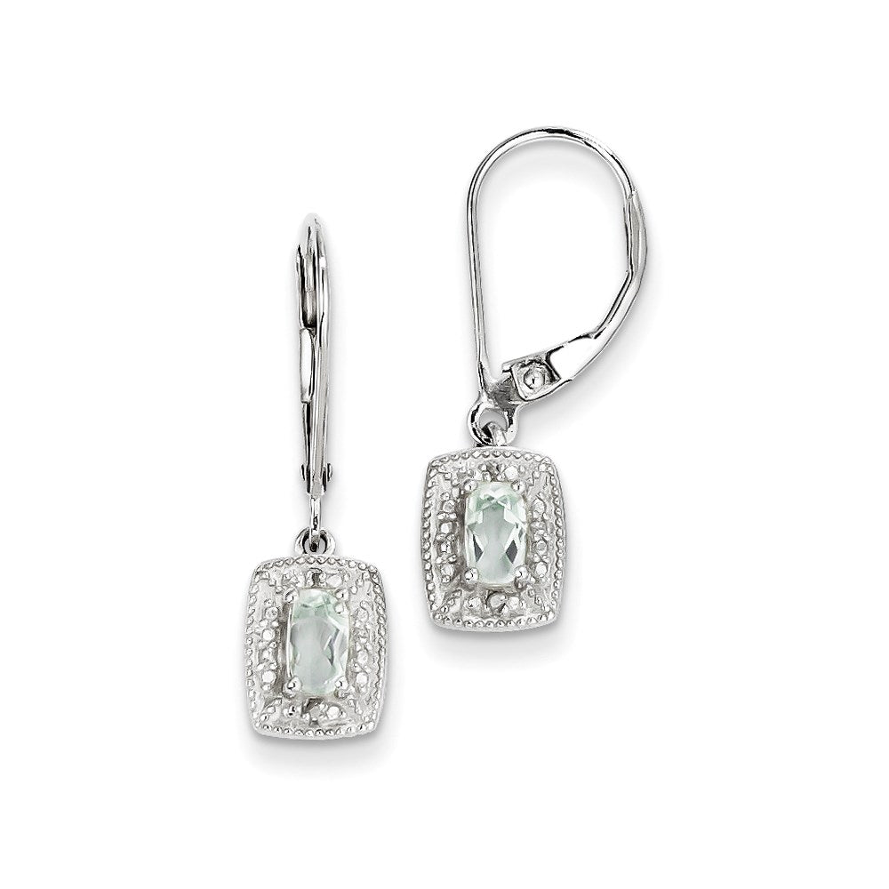Sterling Silver Green Quartz Diamond Earrings