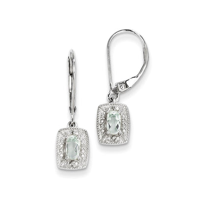 Sterling Silver Green Quartz Diamond Earrings