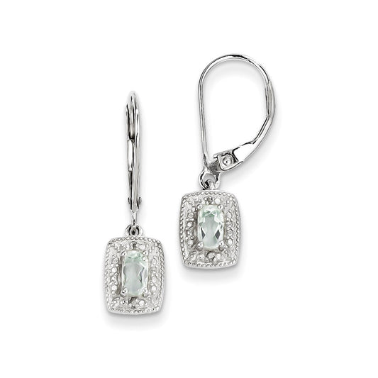 Sterling Silver Green Quartz Diamond Earrings
