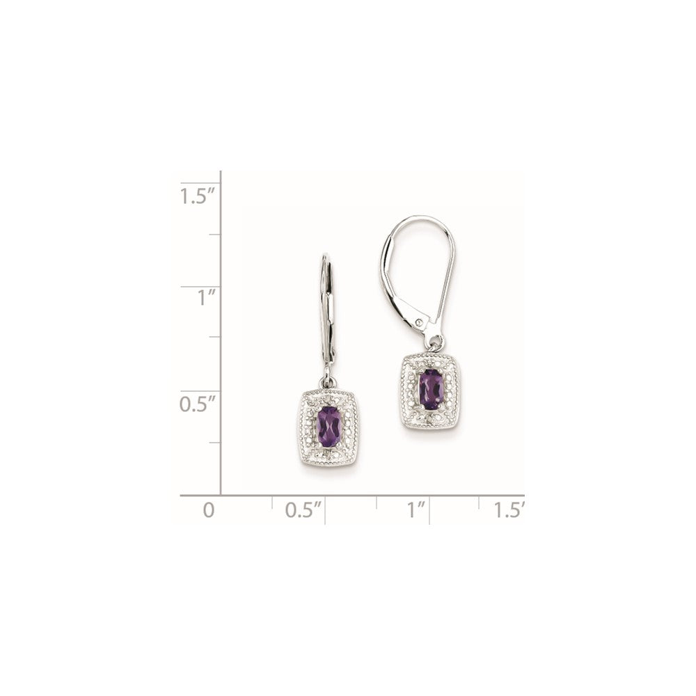 Sterling Silver Amethyst Diamond Earrings
