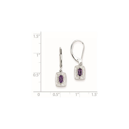 Sterling Silver Amethyst Diamond Earrings