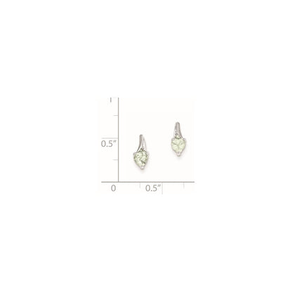 Sterling Silver Green Quartz Diamond Earrings