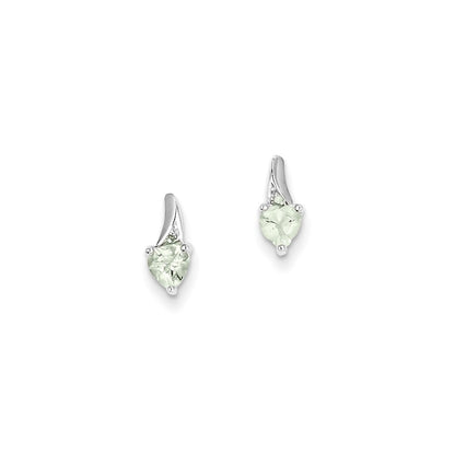 Sterling Silver Green Quartz Diamond Earrings