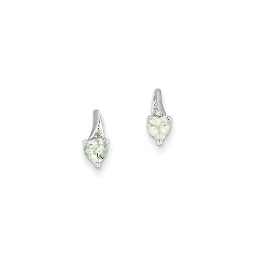 Sterling Silver Green Quartz Diamond Earrings