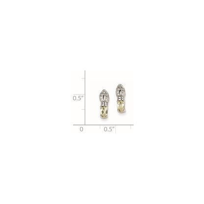 Sterling Silver Lemon Quartz Diamond Earrings
