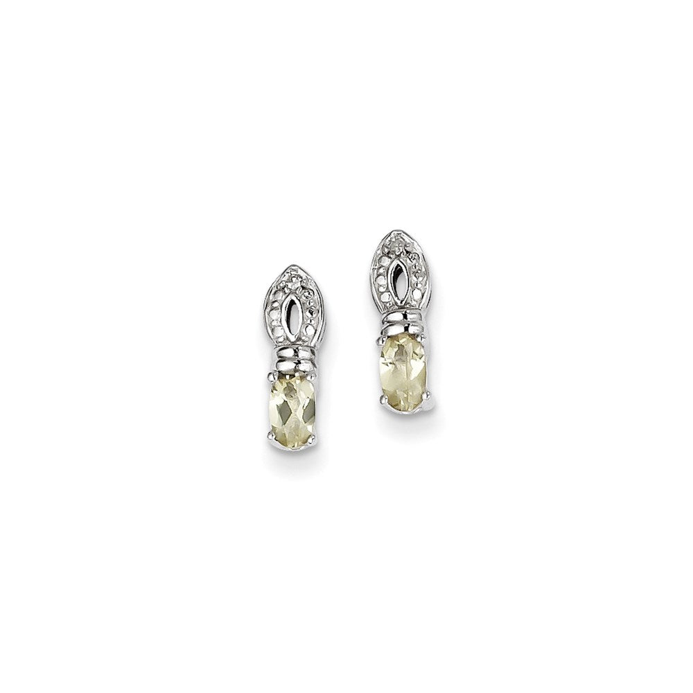 Sterling Silver Lemon Quartz Diamond Earrings