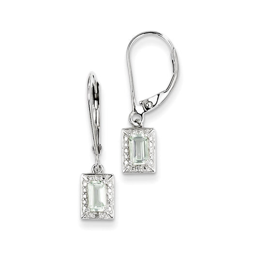 Sterling Silver Green Quartz Diamond Earrings