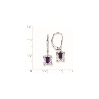 Sterling Silver Amethyst Diamond Earrings
