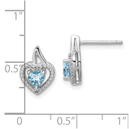 Sterling Silver Rhodium-plated Blue Topaz and Diamond Earrings