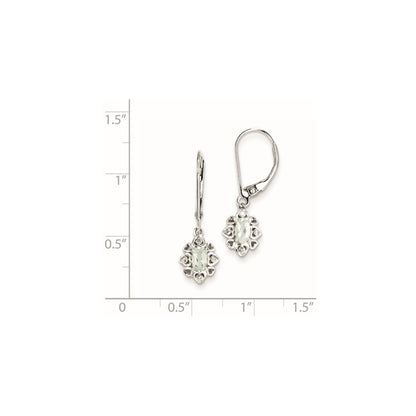 Sterling Silver Green Quartz Diamond Earrings