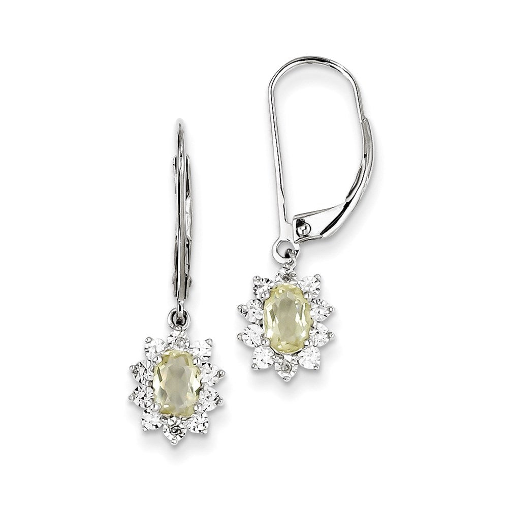 Sterling Silver Lemon Quartz Diamond Earrings