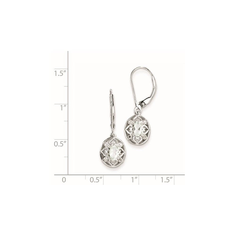 Sterling Silver Green Quartz Diamond Earrings