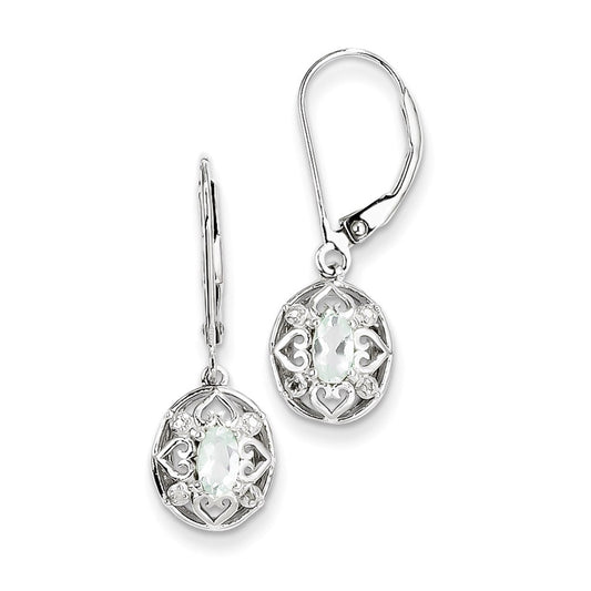 Sterling Silver Green Quartz Diamond Earrings