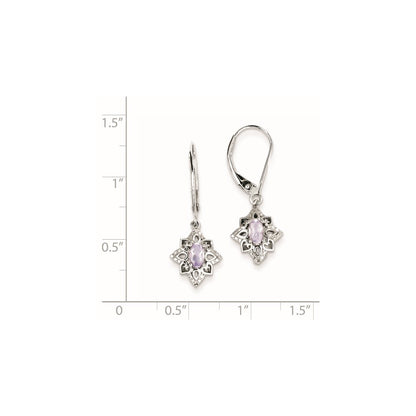 Sterling Silver Pink Quartz Diamond Earrings