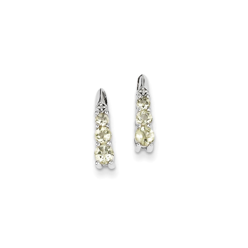Sterling Silver Lemon Quartz Diamond Earrings