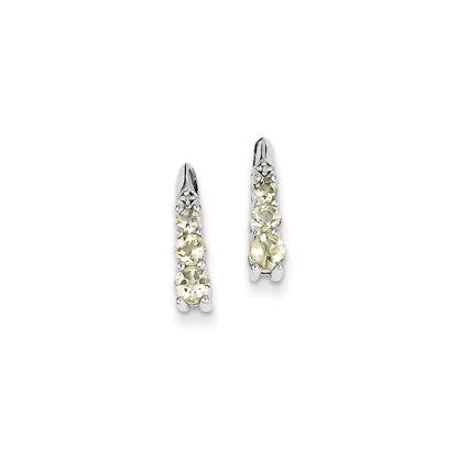 Sterling Silver Lemon Quartz Diamond Earrings