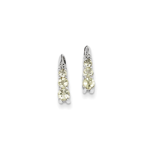 Sterling Silver Lemon Quartz Diamond Earrings