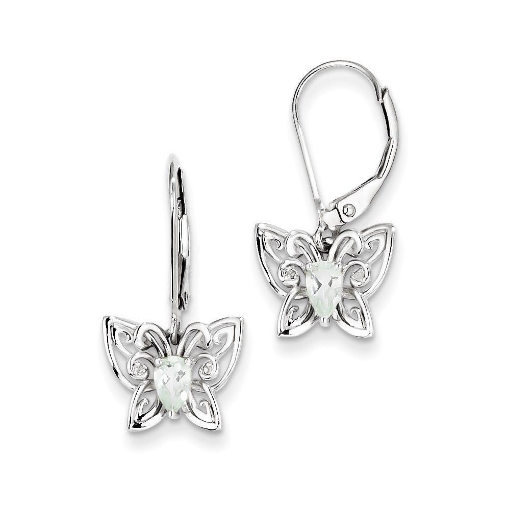 Sterling Silver Green Quartz Diamond Earrings