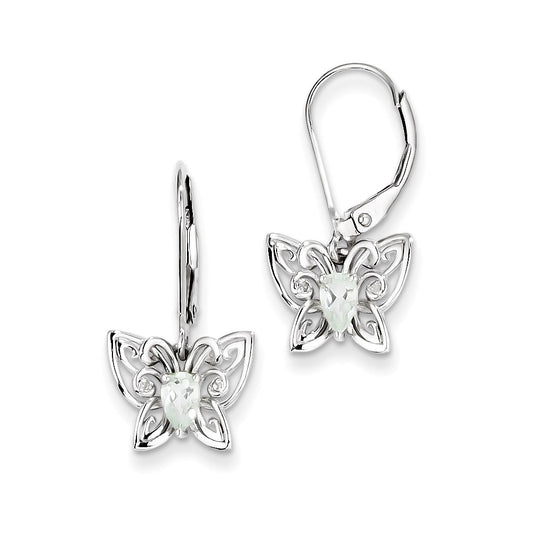 Sterling Silver Green Quartz Diamond Earrings