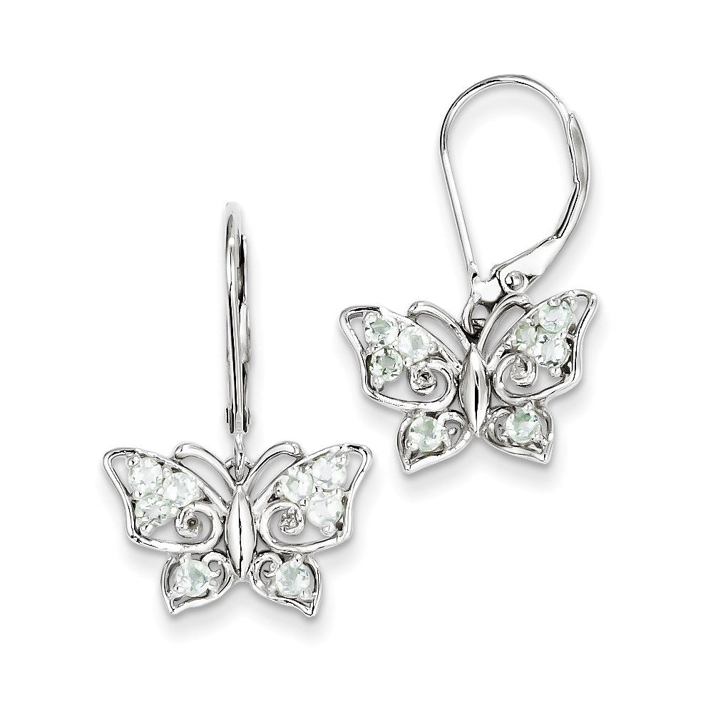 Sterling Silver Green Quartz Diamond Earrings