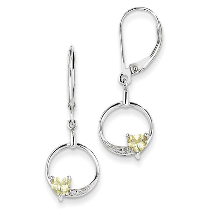 Sterling Silver Lemon Quartz Diamond Earrings