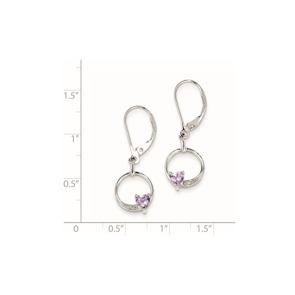 Sterling Silver Pink Quartz Diamond Earrings