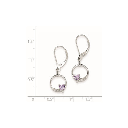 Sterling Silver Pink Quartz Diamond Earrings