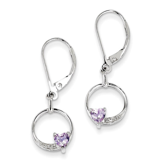 Sterling Silver Pink Quartz Diamond Earrings