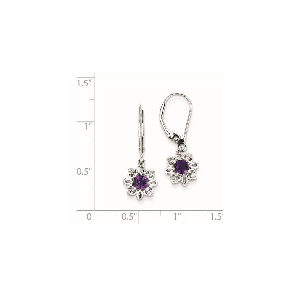 Sterling Silver Amethyst Diamond Earrings