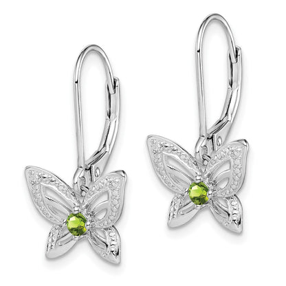 Sterling Silver Rhodium-plated Peridot u0026 Diamond Earrings