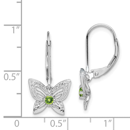 Sterling Silver Rhodium-plated Peridot u0026 Diamond Earrings