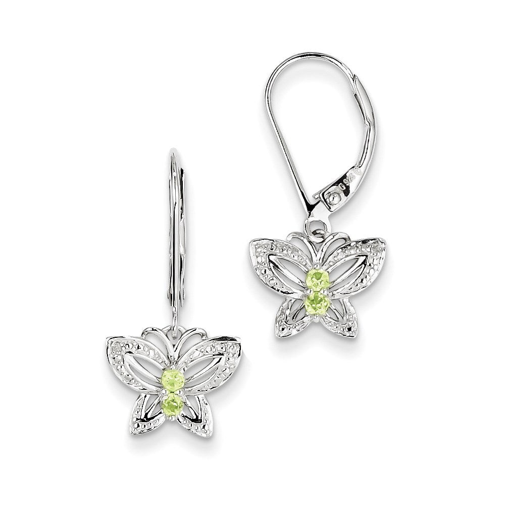Sterling Silver Peridot u0026 Diamond Earrings