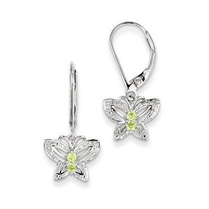 Sterling Silver Peridot u0026 Diamond Earrings