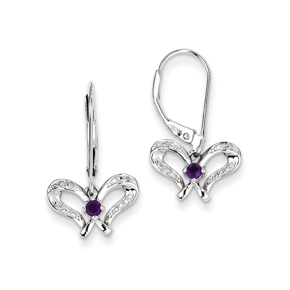 Sterling Silver Amethyst u0026 Diamond Butterfly Earrings