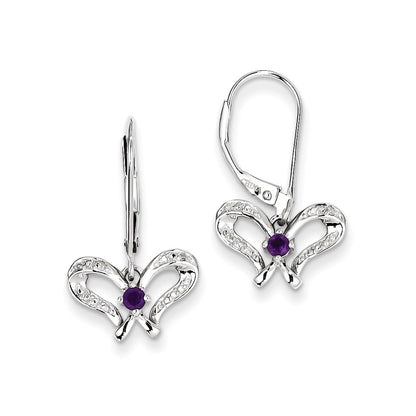 Sterling Silver Amethyst u0026 Diamond Butterfly Earrings