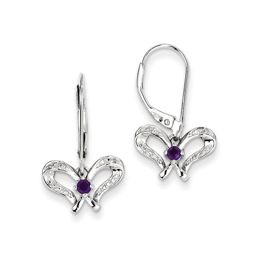 Sterling Silver Amethyst u0026 Diamond Butterfly Earrings