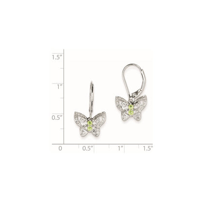 Sterling Silver Peridot u0026 Diamond Earrings