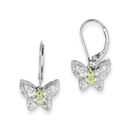 Sterling Silver Peridot u0026 Diamond Earrings