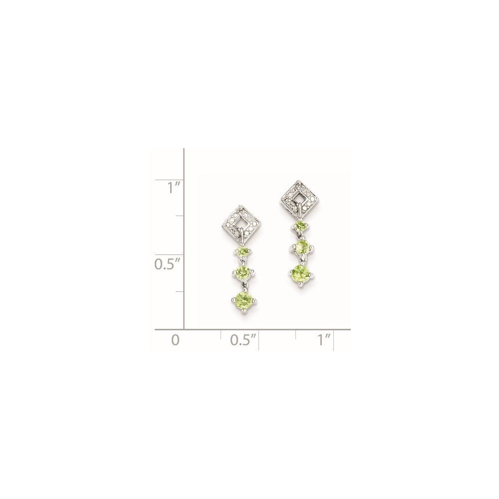 Sterling Silver Peridot Diamond Earrings