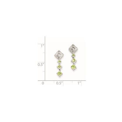 Sterling Silver Peridot Diamond Earrings