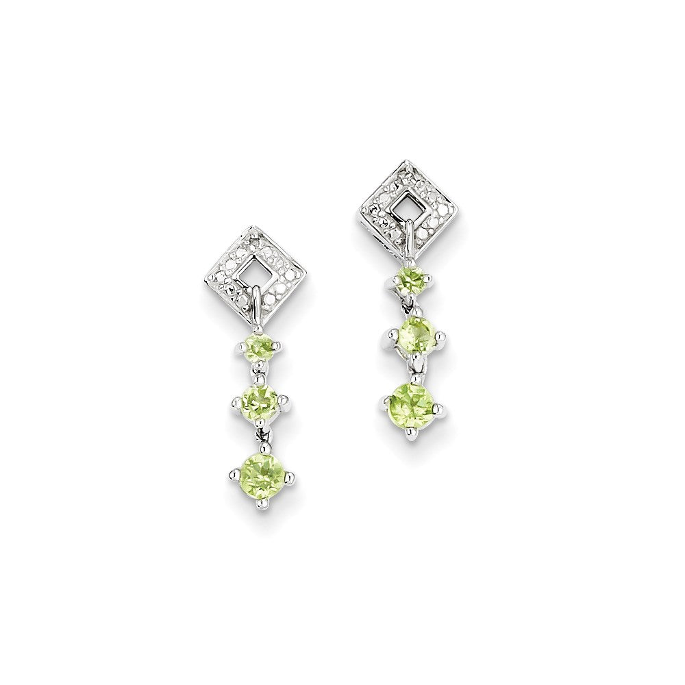 Sterling Silver Peridot Diamond Earrings