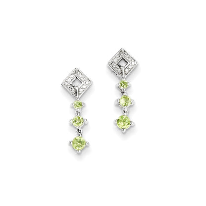 Sterling Silver Peridot Diamond Earrings