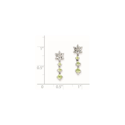 Sterling Silver Peridot Diamond Earrings