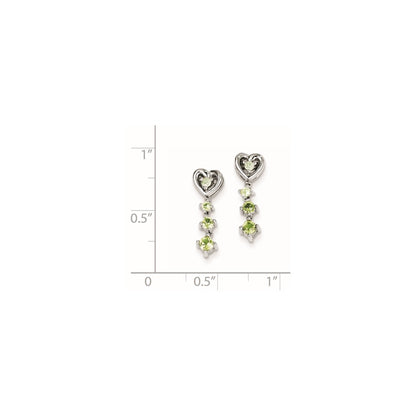Sterling Silver Peridot Diamond Earrings
